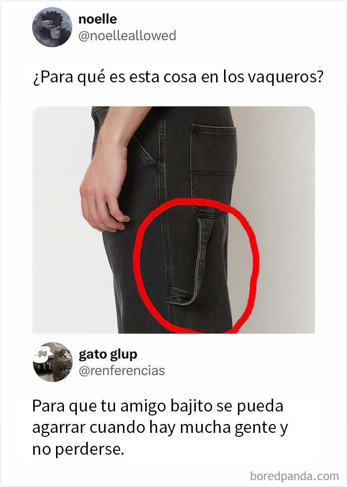 Publicación divertida que se burla de los vaqueros con un detalle para que los amigos bajitos no se pierdan en la multitud.