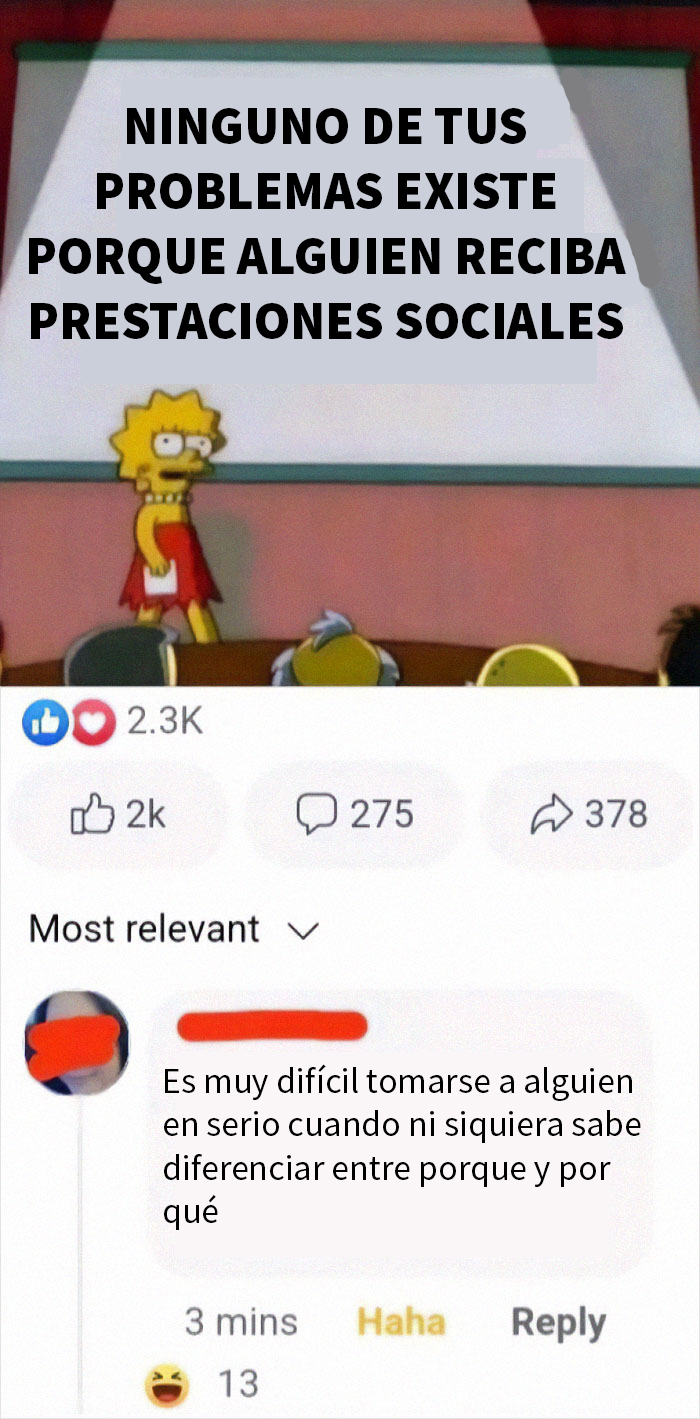 Escena de Lisa Simpson con texto sobre corregir a alguien que no sabe diferenciar entre porque y por qué.