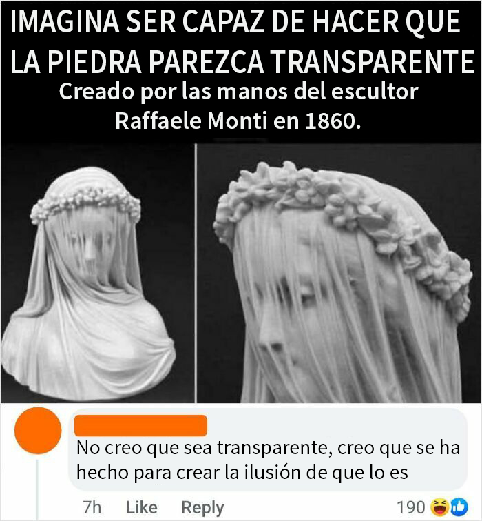 Escultura de piedra que parece transparente, mostrando el poder del arte que hará pensar dos veces antes de corregir a alguien.
