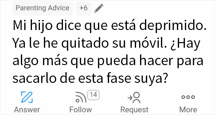 Mensaje desquiciado en grupo de madres sobre hijo deprimido y consejos para salir de esa fase difícil.