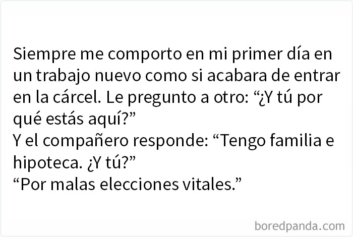 Memes divertidos que requieren dominar el sarcasmo para entender humor sobre trabajos nuevos y elecciones de vida.