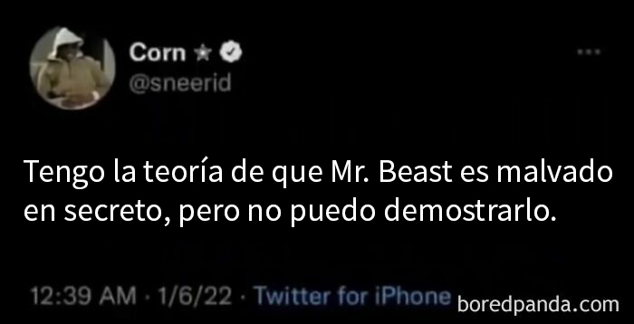 Tuit con teoría secreta sobre Mr. Beast representando personas que envejecer como el vino con razón comprobada.