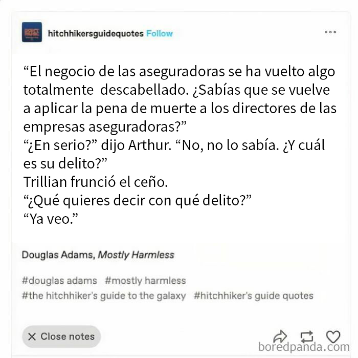 Texto de una cita sobre el negocio de las aseguradoras, en contexto de envejecer como el vino y tener razón totalmente.