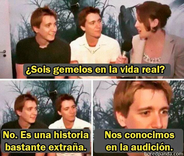 Entrevista con gemelos y bromas que necesitaron ser explicados en imágenes cómicas y divertidas.