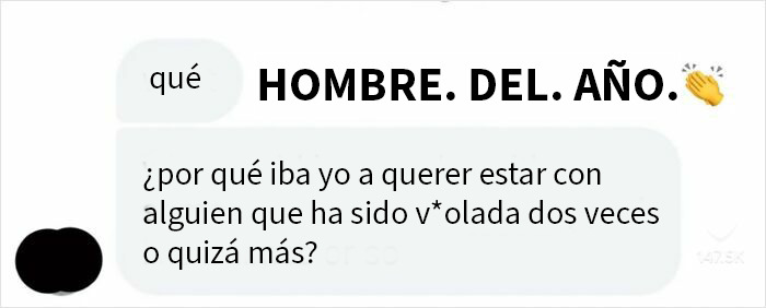 Captura de pantalla de mensajes de texto exponiendo comportamientos ridículos de hombres hombre del año.