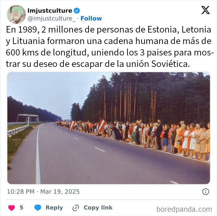 Cadena humana en Estonia, Letonia y Lituania en 1989, historia fascinante para los más curiosos sobre unidad y resistencia.
