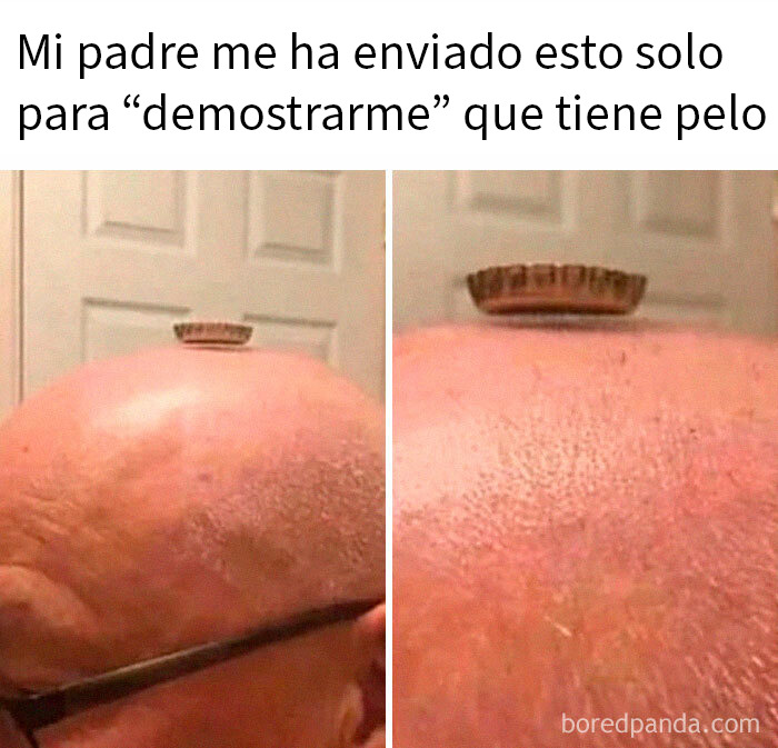 Hombre calvo con gorra puesta en la cabeza en meme divertido para memes aleatorios de risas y caos.