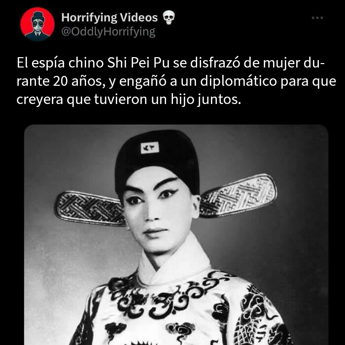 Imagen en blanco y negro de espía chino disfrazado mostrando historia extrañamente terrorífica que pondrá a prueba tus nervios.