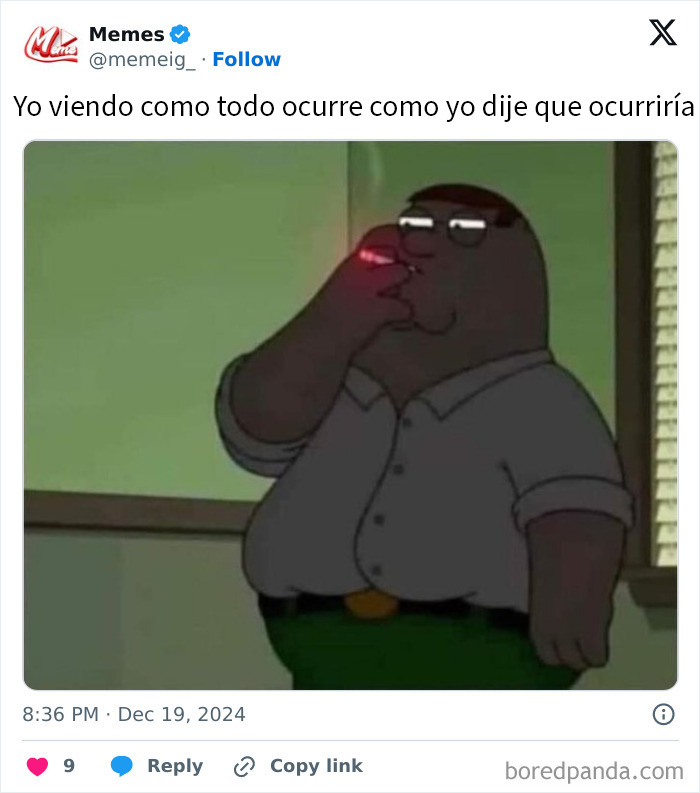 Hombre fumando en caricatura con expresión seria, meme divertido que resultará familiar para discutir en terapia.