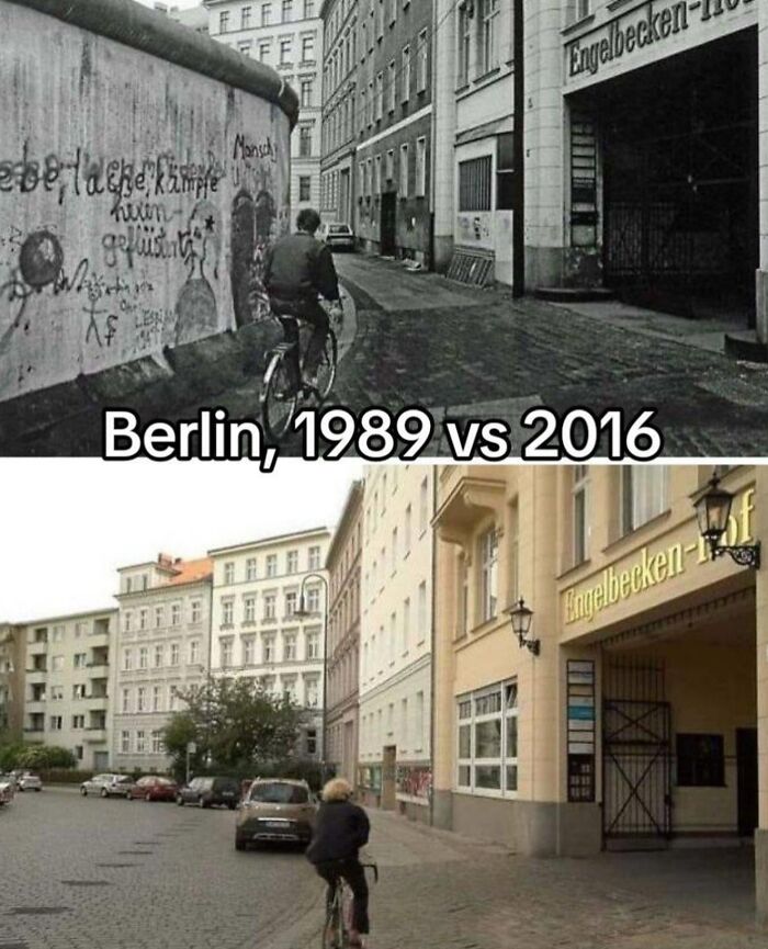 Comparación histórica en Berlín mostrando cambios en la ciudad entre 1989 y 2016, una publicación bastante interesante.