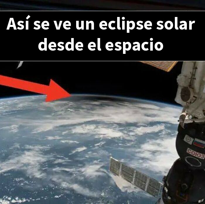 Imagen del eclipse solar visto desde el espacio con satélite y texto sobre publicaciones bastante interesantes.