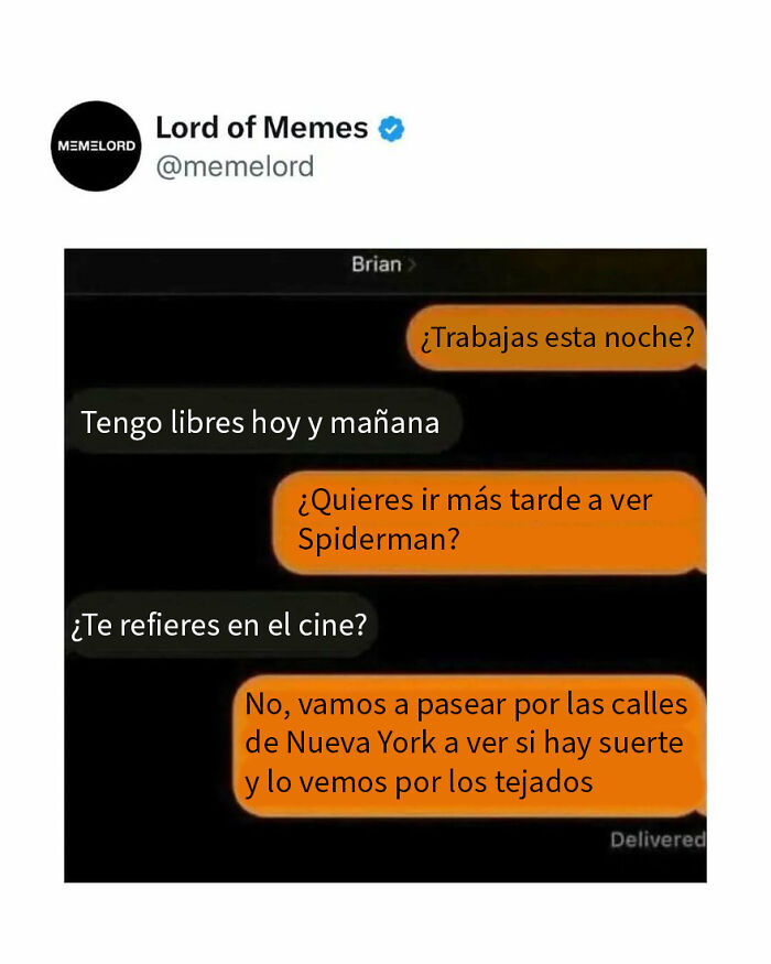 Chat divertido con memes sobre nada y todo para hacerte reír con bromas sobre Spiderman y planes espontáneos.