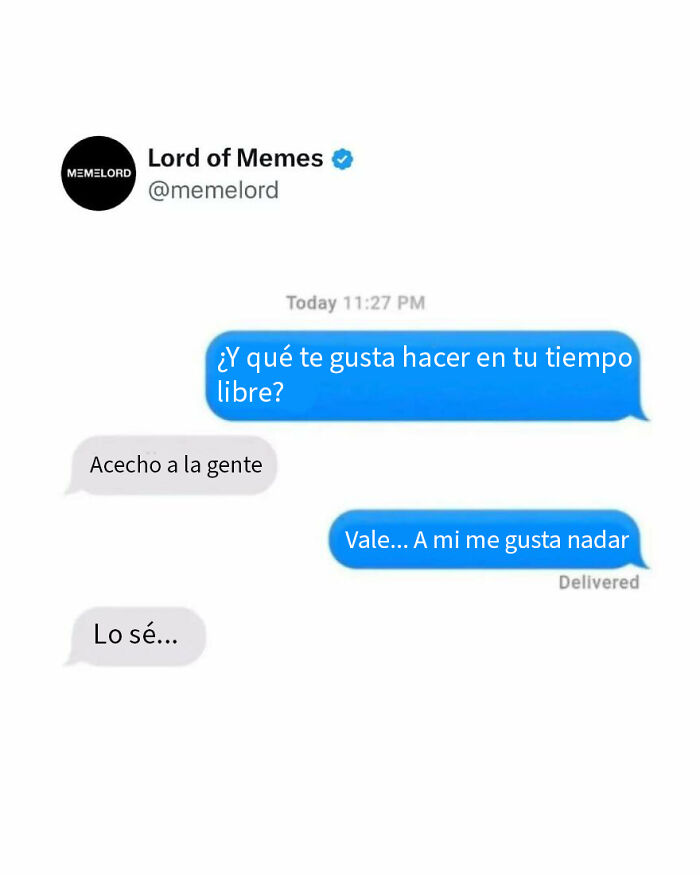 Conversación de mensajes divertidos con memes sobre todo y nada para hacerte reír en tono humorístico.