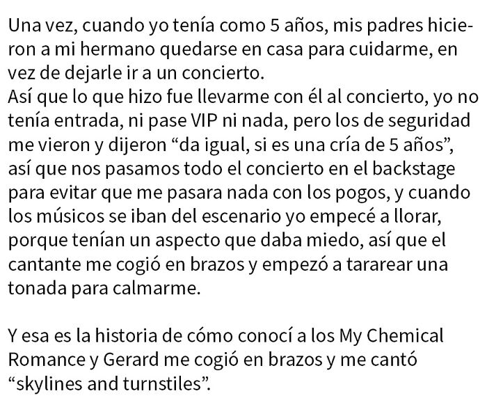 Texto en español sobre experiencia en concierto con banda, ejemplo de personas que sintieron la necesidad de presumir en internet y fueron avergonzadas.