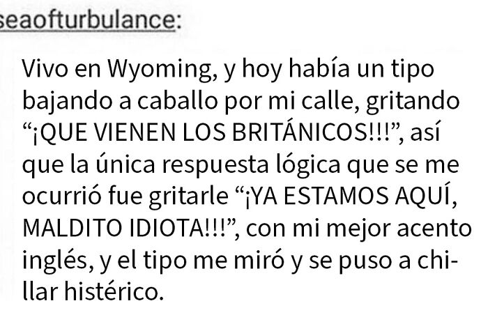 Texto en español mostrando anécdota graciosa de alguien que responde a un hombre que intenta presumir en internet y recibe una reacción inesperada.