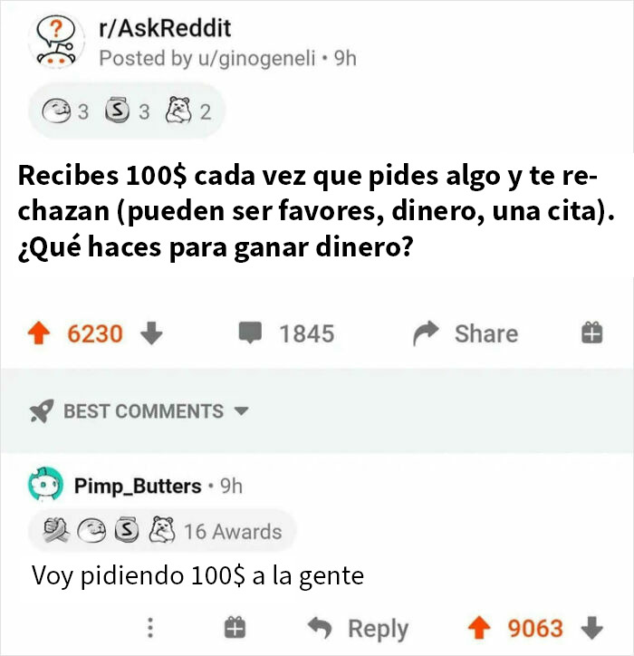Comentario en Reddit con respuesta brutal sobre cómo ganar dinero rechazando peticiones, ejemplo de respuestas tan brutales para recuperar tras leerlas.
