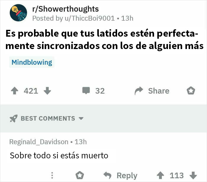 Comentario brutal de Reddit sobre latidos sincronizados que impacta y necesita recuperación tras leerlo.