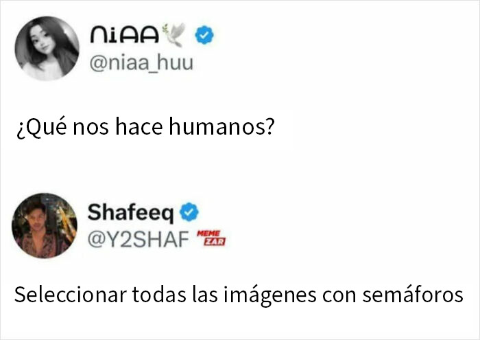 Captura de pantalla de respuesta brutal en redes sociales sobre qué nos hace humanos con humor irónico y sarcástico.