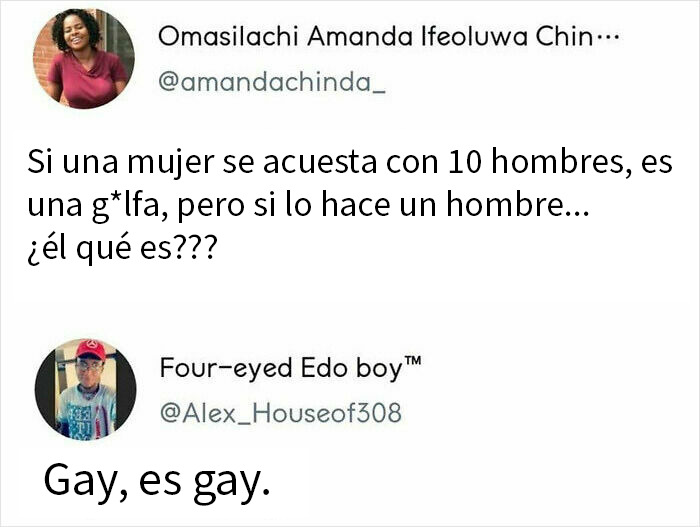 Respuesta brutal en Twitter sobre doble moral en relaciones, mostrando humor y claves para 20 respuestas tan brutales.