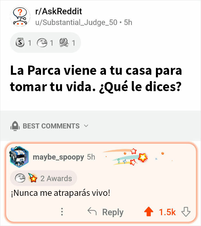 Comentario en Reddit con respuesta dura sobre la Parca, parte de 20 respuestas brutales para reflexionar y recuperarse tras leerlas.