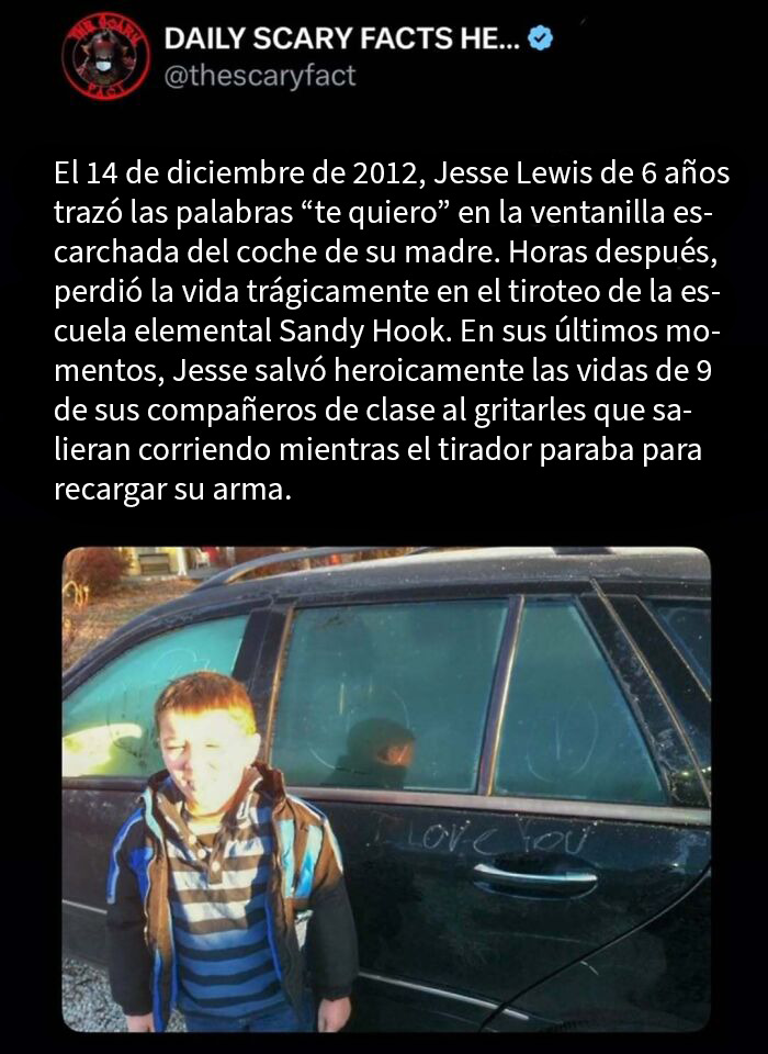 Niño frente a coche con ventana escarchada y palabras escritas, ilustrando datos terroríficos y emotivos que no deberías leer a oscuras.