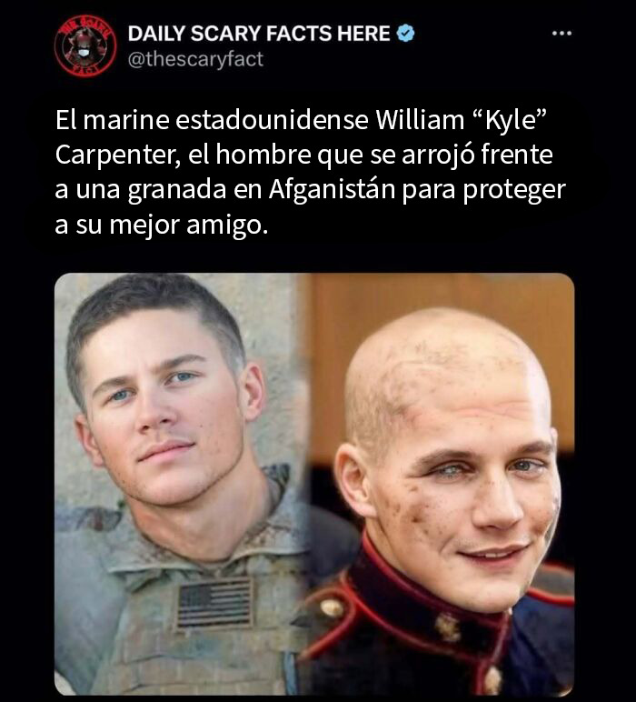 Imagen de un marine estadounidense mostrando valentía, ilustrando datos terroríficos para no leer a oscuras.