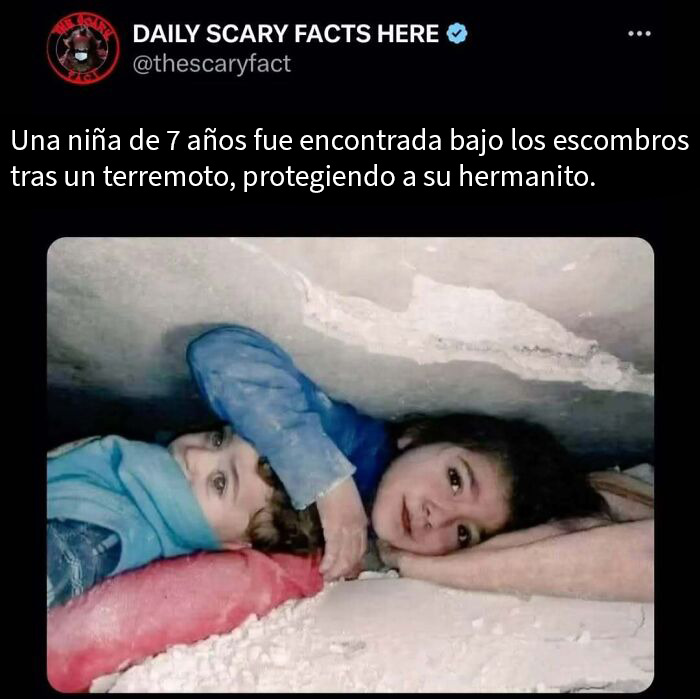 Niña de 7 años protege a su hermanito bajo escombros tras terremoto en datos terroríficos para leer a oscuras