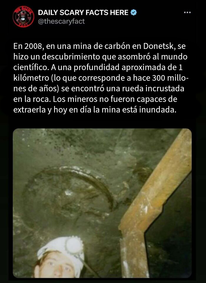 Descubrimiento terrorífico en mina de carbón con rueda incrustada en roca, datos terroríficos que no deberías leer a oscuras.