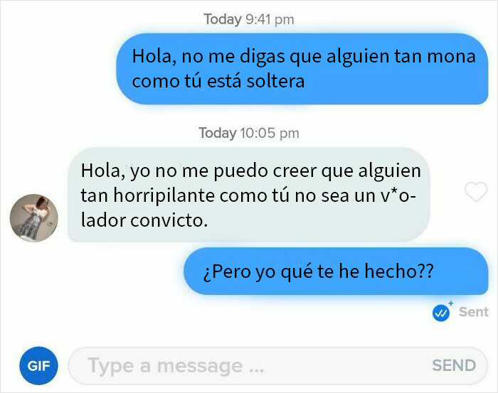 Conversación inesperada y chocante en app de citas mostrando chats que podrían convencer a alguien a seguir soltero.