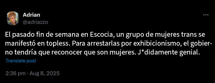 Protesta de mujeres trans en Escocia haciendo lo correcto a su manera para exigir reconocimiento legal de su identidad.