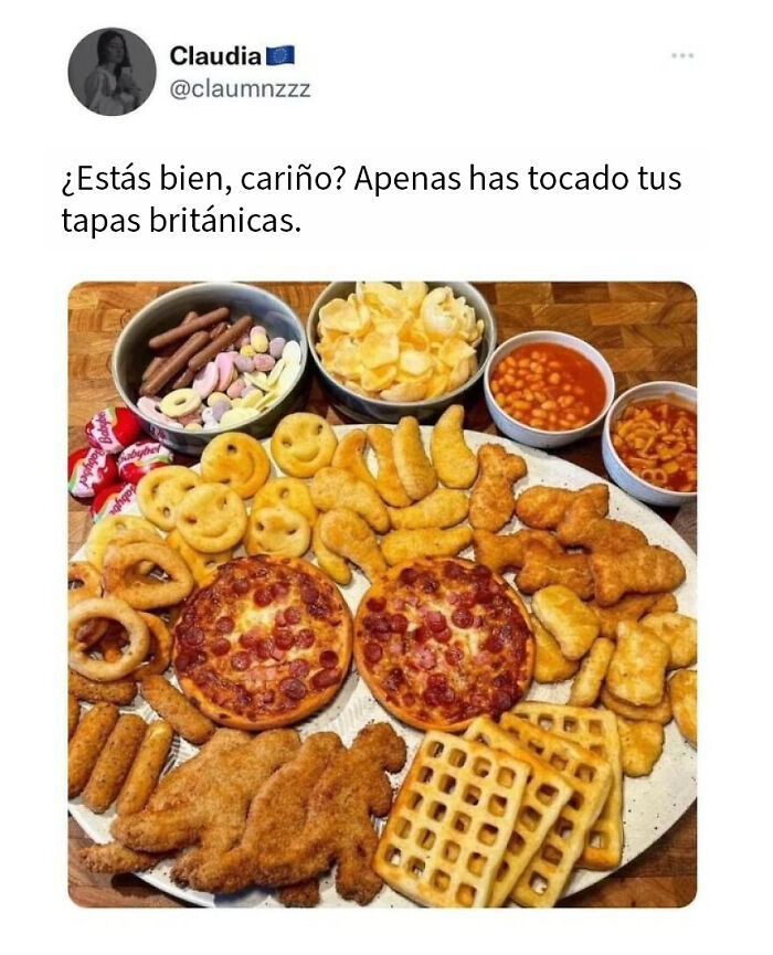 Meme británico con humor único, mostrando un tuit divertido sobre llevar una camiseta verde en Asda y cubrir un turno.