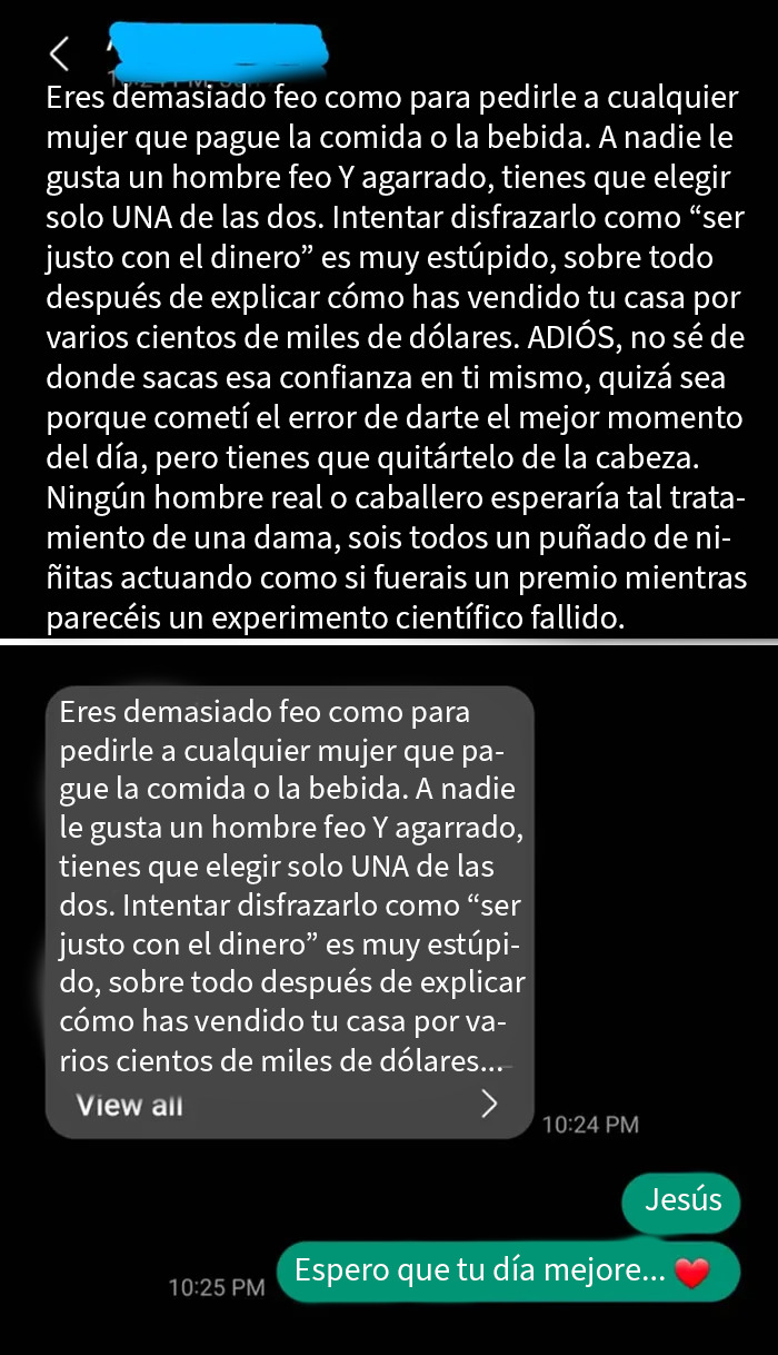 Conversación de mensajes mostrando una madre tóxica criticando y una respuesta calmada, ejemplo de mujer tóxica que necesita poner los pies en el suelo.