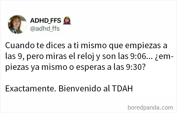 Memes de ADHD que muestran de forma divertida cómo la mente neurodivergente enfrenta la procrastinación y el manejo del tiempo.