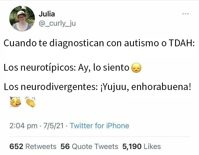 Tweet sobre dificultades en debates verbales y pérdida de confianza relacionado con memes de ADHD para neurodivergentes.