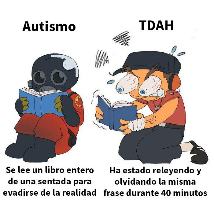 Meme de ADHD sobre neurodivergentes motivados a limpiar y luego perdiendo la motivación, con todo en montones en el suelo.
