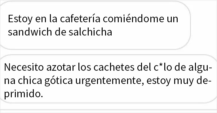 Captura de pantalla de mensaje con texto cringy y patético de un hombre que revela su verdadero comportamiento.