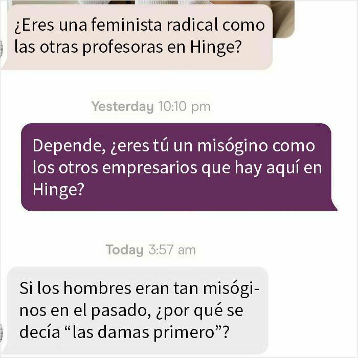 Conversación de texto donde un hombre muestra actitudes patéticas y cringy, revelando su verdadera naturaleza rápido.