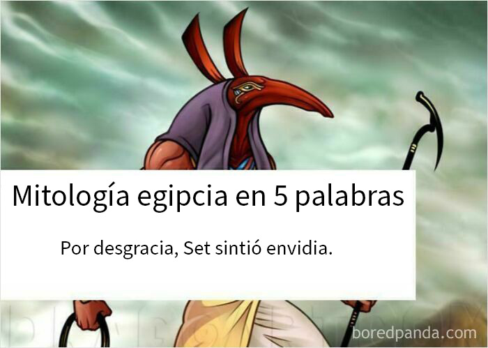 Memes divertidos de mitología egipcia con personajes míticos y humor para reírse del drama familiar.