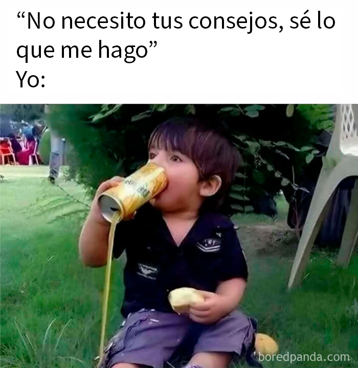 Personaje de dibujo animado con rostro humano y expresión seria representando memes random y humor como mecanismo de afrontamiento.