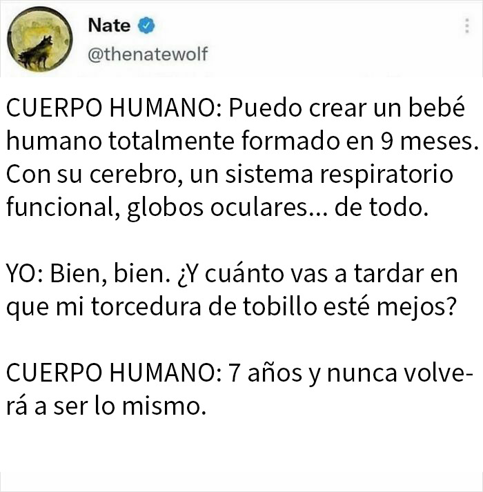 Tuit humorístico sobre experiencias humanas, recomendando prácticar con gato para preparar a futuro padre.