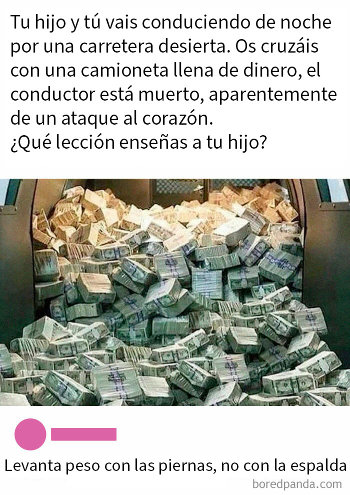 Niño y padre encuentran una furgoneta llena de dinero, post que va de 0 a 100 rápido con lección inesperada.