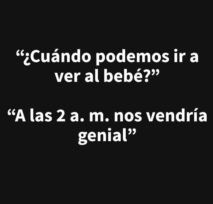 Texto blanco sobre fondo negro con un meme sobre la crianza, reflejando situaciones divertidas de padres agotados.