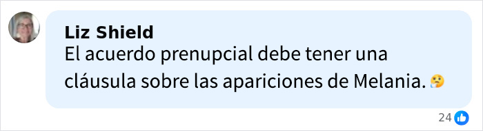 Comentario de Liz Shield en Facebook hablando sobre la actitud navideña de Melania Trump y las apariciones públicas. Comentario de Liz Shield en Facebook hablando sobre la actitud navideña de Melania Trump y las apariciones públicas.