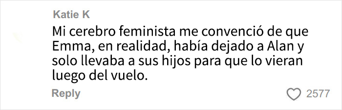 Comentario de usuario sobre Emma Thompson y feminismo en redes sociales apoyando la corrección de hombres por mujeres.