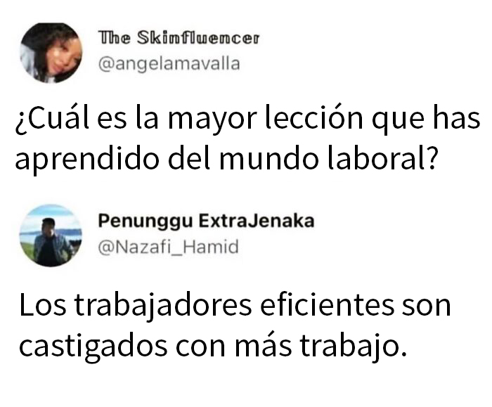 Publicación que refleja la vida distópica actual con lecciones laborales y comentarios perturbadores sobre el empleo eficiente.