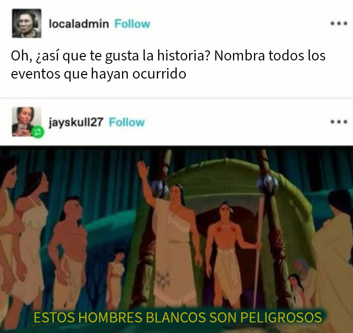 Escena animada que refleja el estado distópico actual del mundo con advertencia sobre hombres blancos peligrosos.