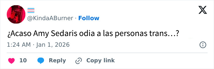 Una actriz deja desconcertados a los espectadores en la v&iacute;spera de A&ntilde;o Nuevo con un comentario &ldquo;transf&oacute;bico&rdquo;