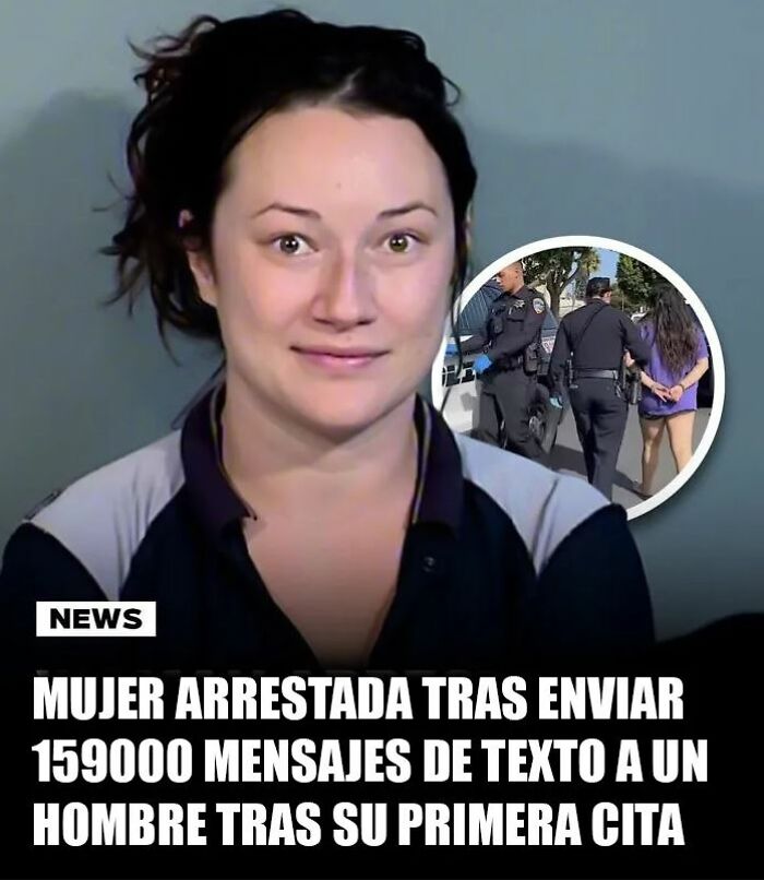 Mujer arrestada tras enviar 159 mil mensajes a un hombre, ejemplo de comportamiento delirante en redes sociales.