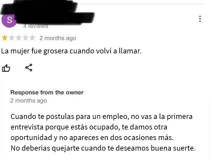 Cliente intenta sabotear negocio con mala reseña y el dueño responde contundentemente desacreditando la queja.