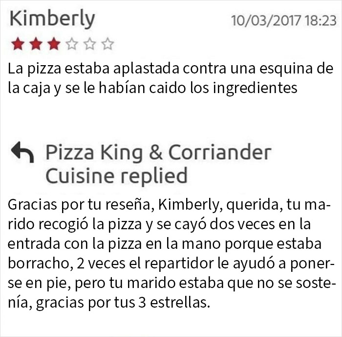 Comentario negativo de cliente intentando sabotear negocio y respuesta contundente del propietario sobre horarios de cierre.